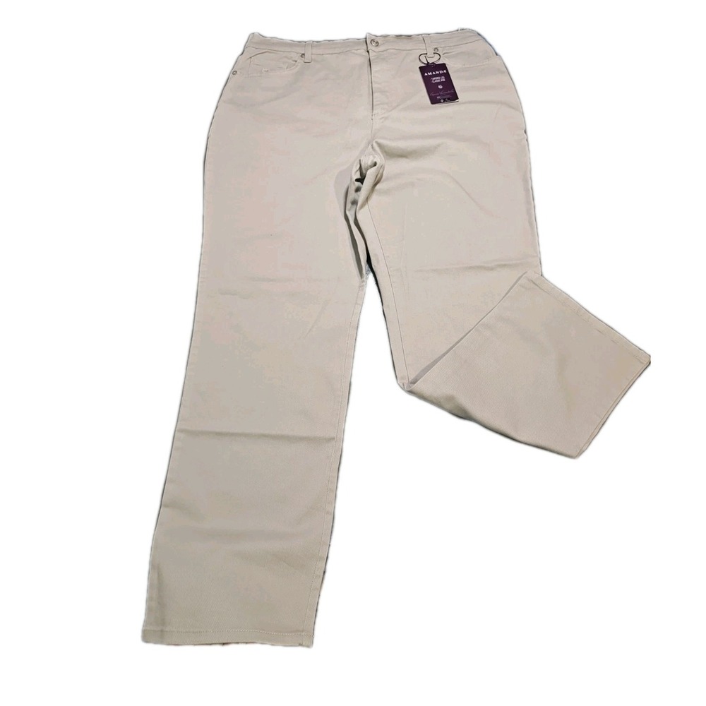 Gloria Vanderbilt Amanda Jeans Womens 18 Average Beige Khaki Tapered Leg Classic